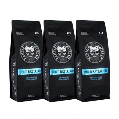 Rampage Bold Battalion Med-Dark Roast Premium Whole Been Coffee