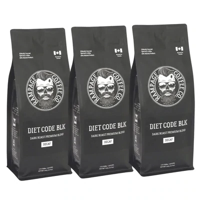 Rampage Coffee Diet Code Blk WHOLE BEAN (Dark Roast Decaf)360g