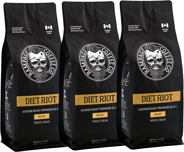 Rampage Coffee Diet Riot WHOLE BEAN (Medium Roast Decaf) 360g