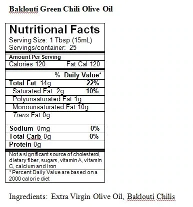 Olea Baklouti Green Chile Fused Olive Oil