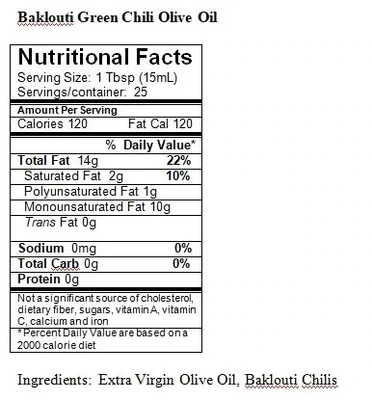Olea Baklouti Green Chile Fused Olive Oil
