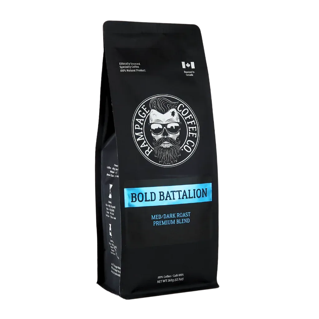 Rampage Bold Battalion Med-Dark Roast Premium Whole Been Coffee