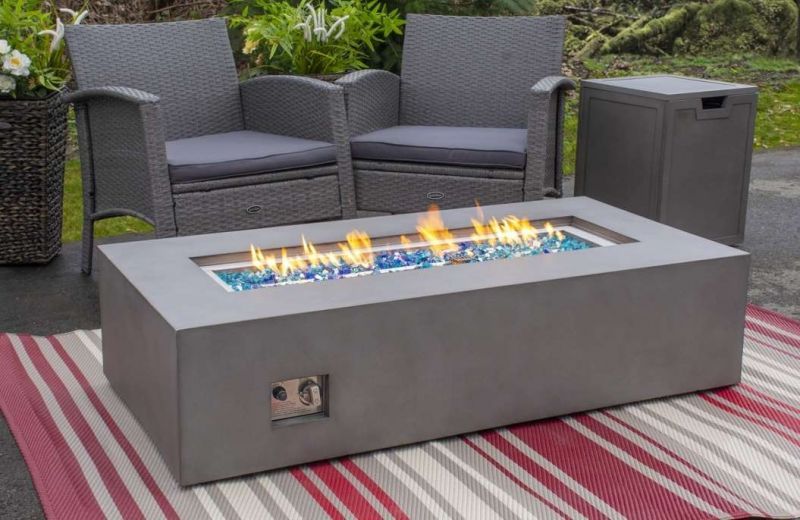 Rectangle Fire Table - Grey 49x22.125x12.5