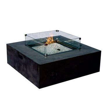 Square Fire Table - Carbon Black 38.125x38.125x12.5"