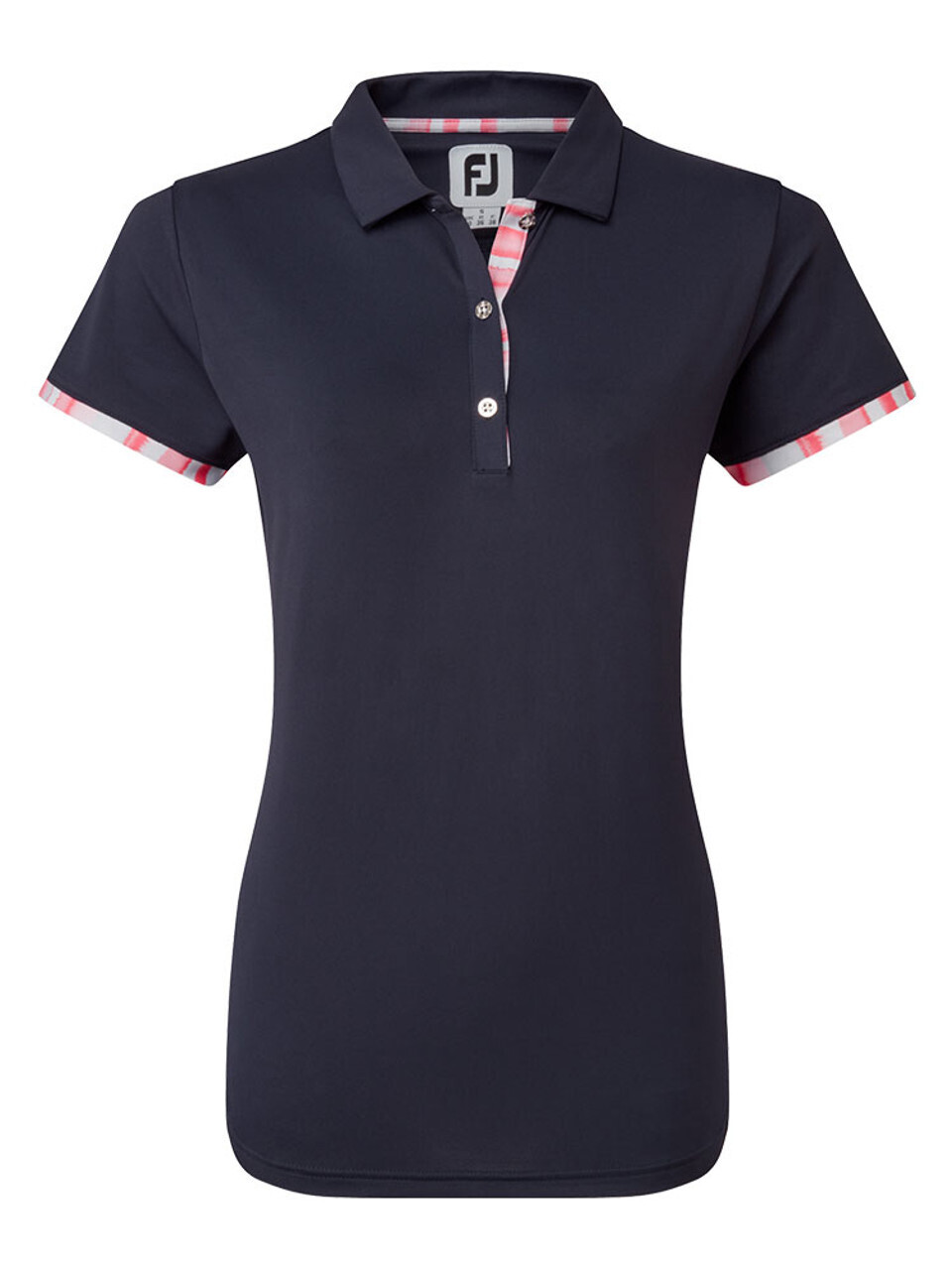 FootJoy Women&#39;s Watercolour Trim Pique Golf Shirt - Navy