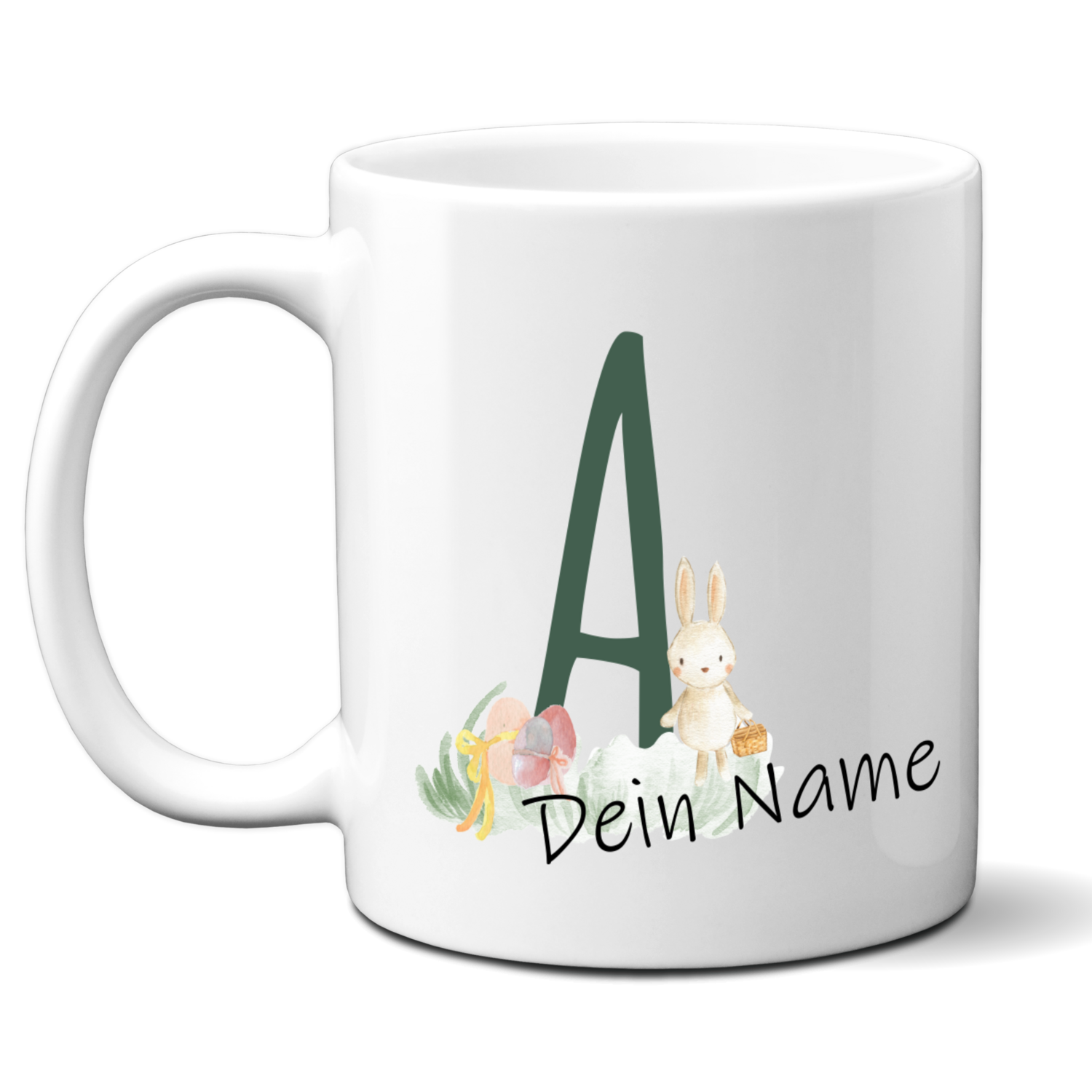 individuelle Monogrammtasse mit Osterhase und Ihren Namen