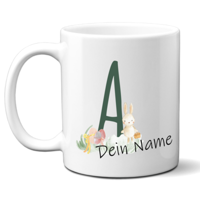 individuelle Monogrammtasse mit Osterhase und Ihren Namen