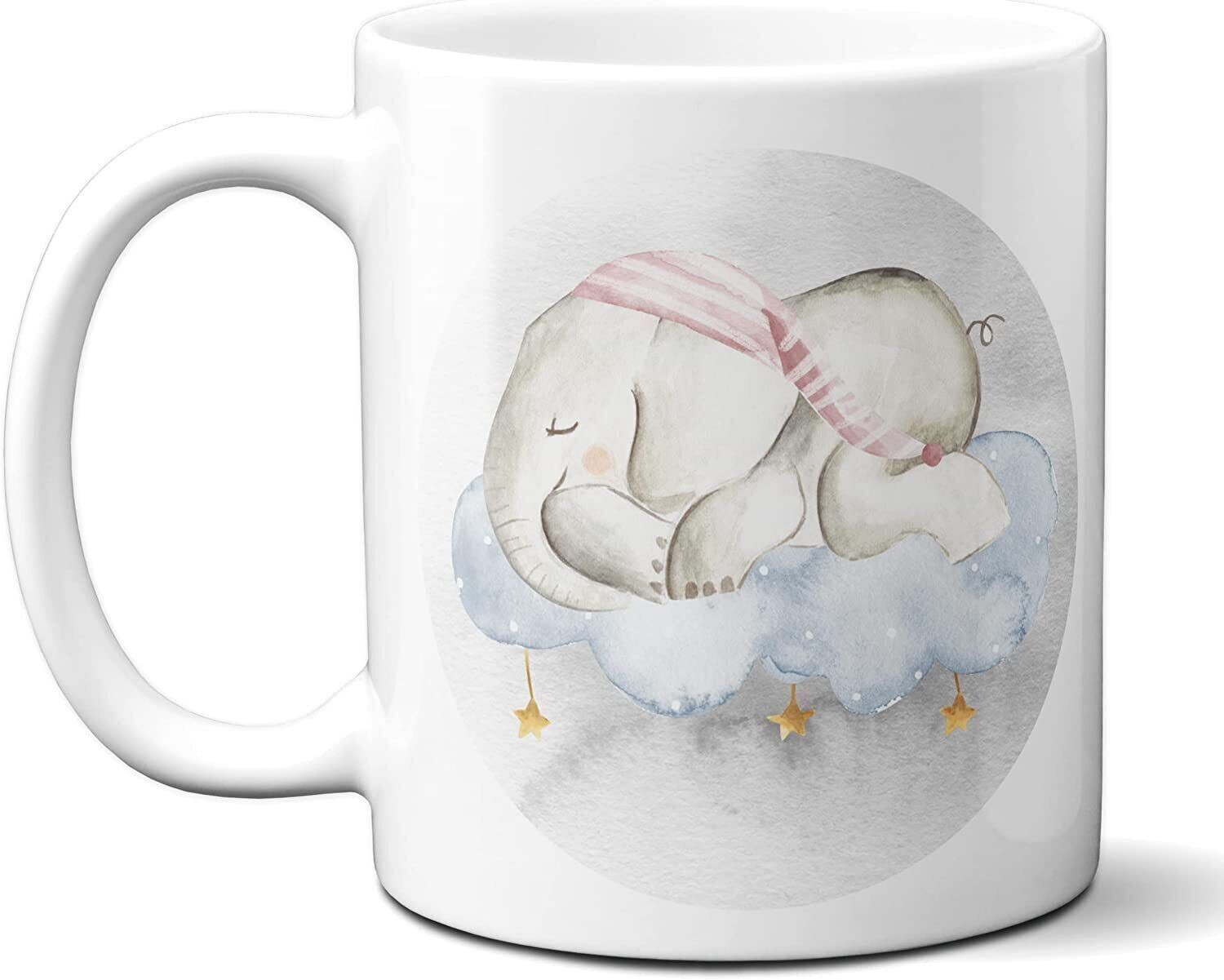 Tasse mit schlafendem Elefant und Giraffe