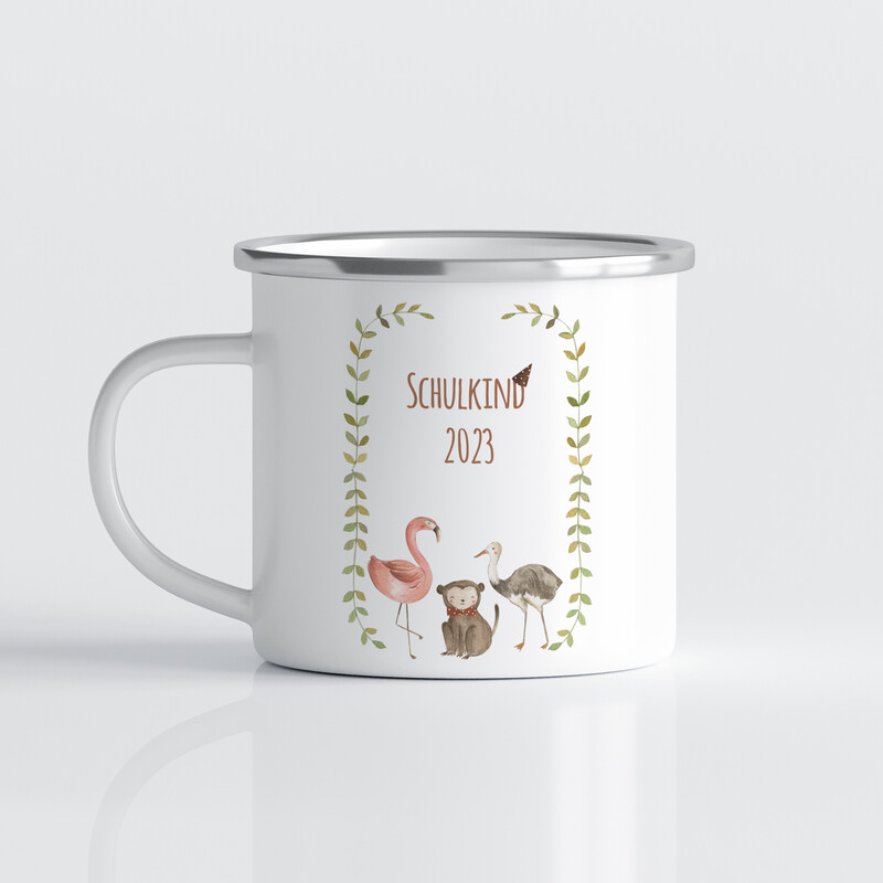 individuelle Tasse für Schulkinder mit Flamingo