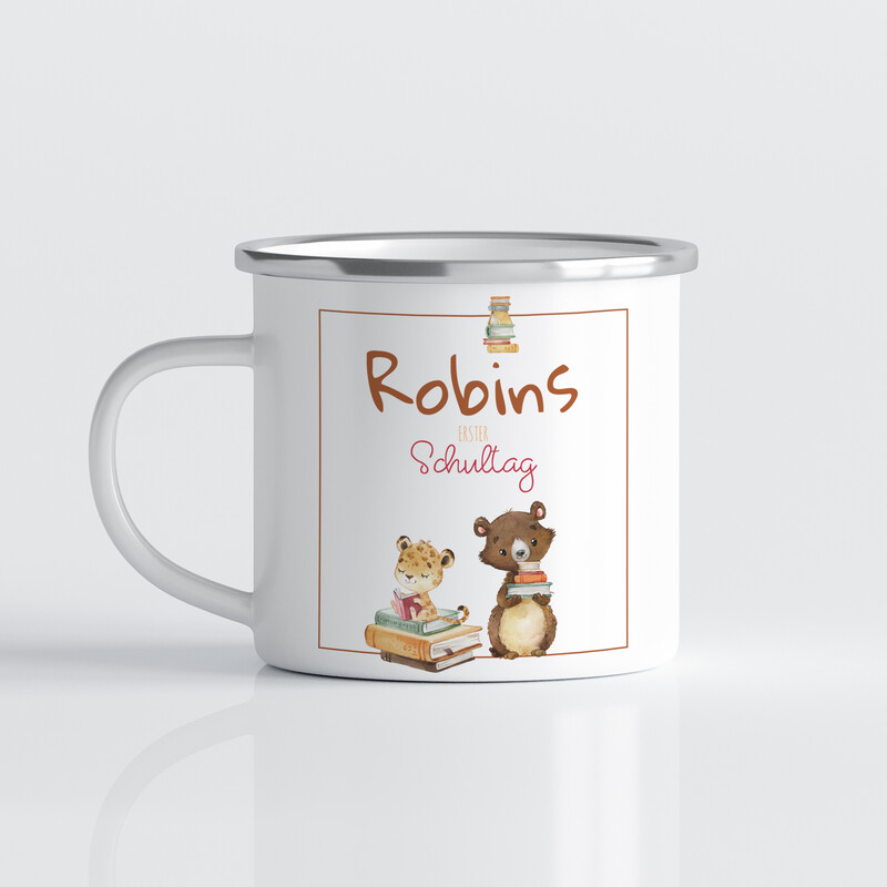 personalisierte Tasse zur Einschulung mit Bär