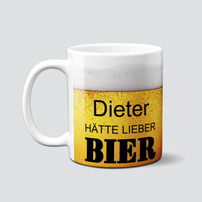 personalisierte Tasse mit Bier