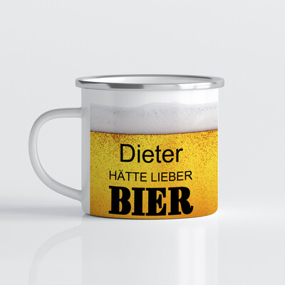 personalisierte Tasse mit Bier