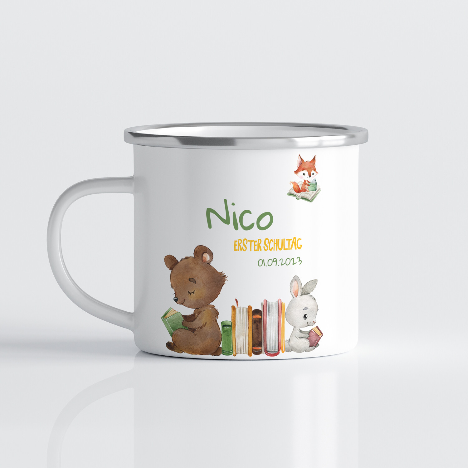 personalisierte Tasse zur Einschulung mit Bär