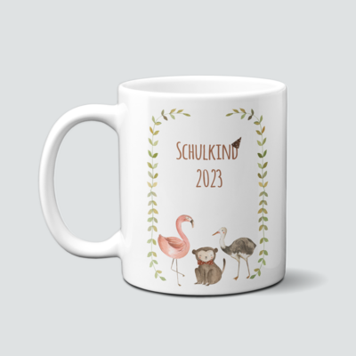 individuelle Tasse für Schulkinder mit Flamingo