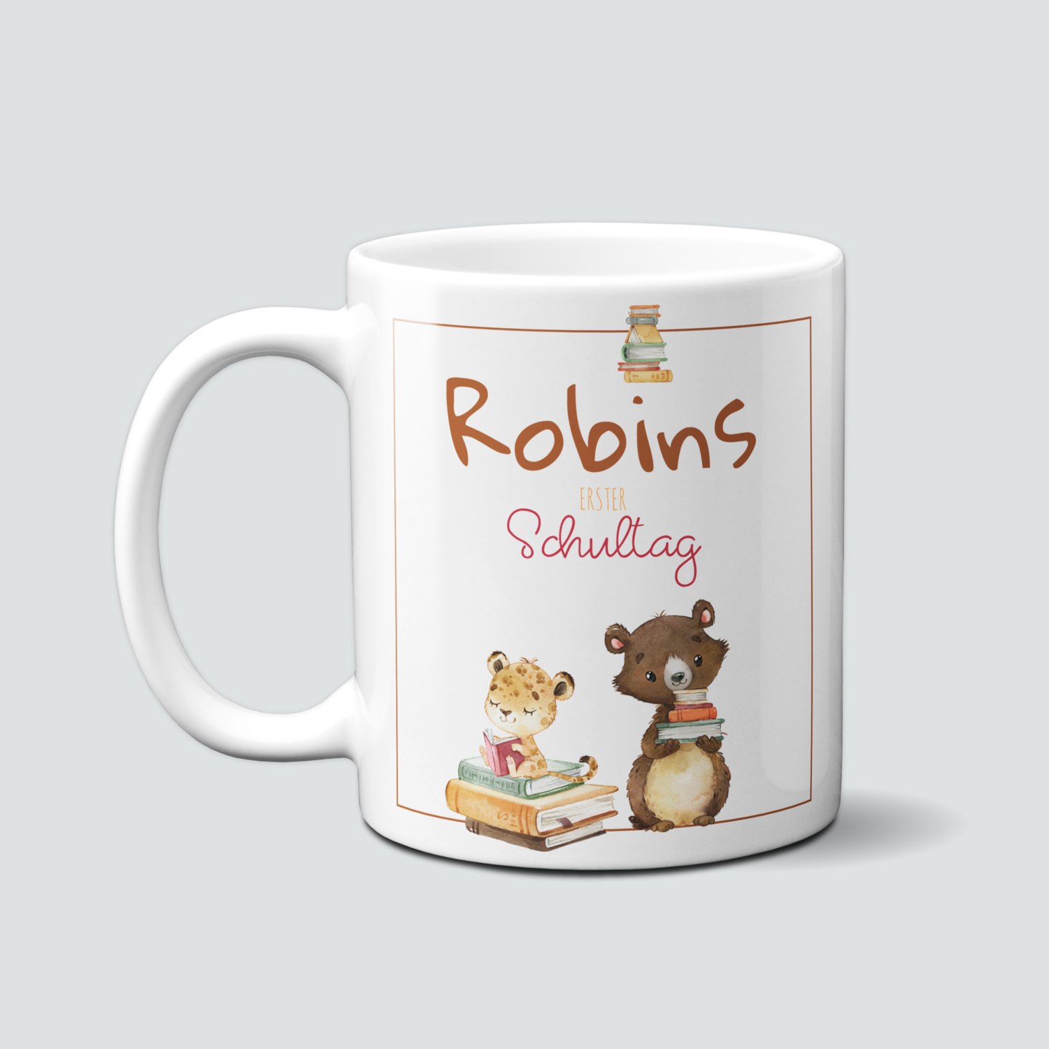 personalisierte Tasse zur Einschulung mit Bär