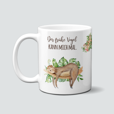 Tasse mit Faultier - Der frühe Vogel
