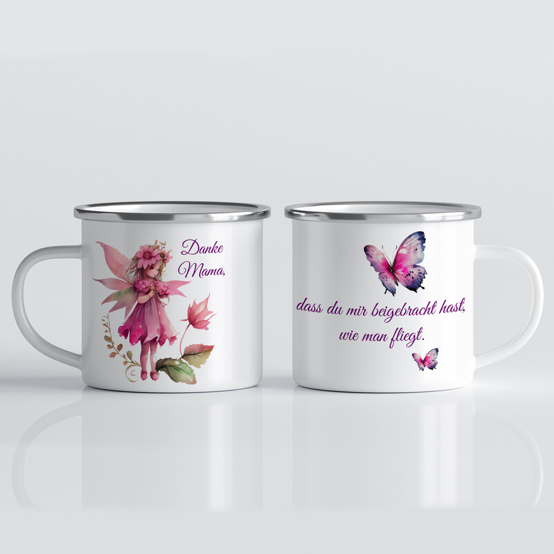 Tasse für Ihre Mama - Danke mit fliegendem Schmetterling