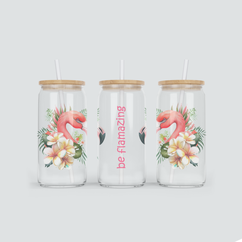 Be Flamazing als Glas Becher mit Bambus Deckel