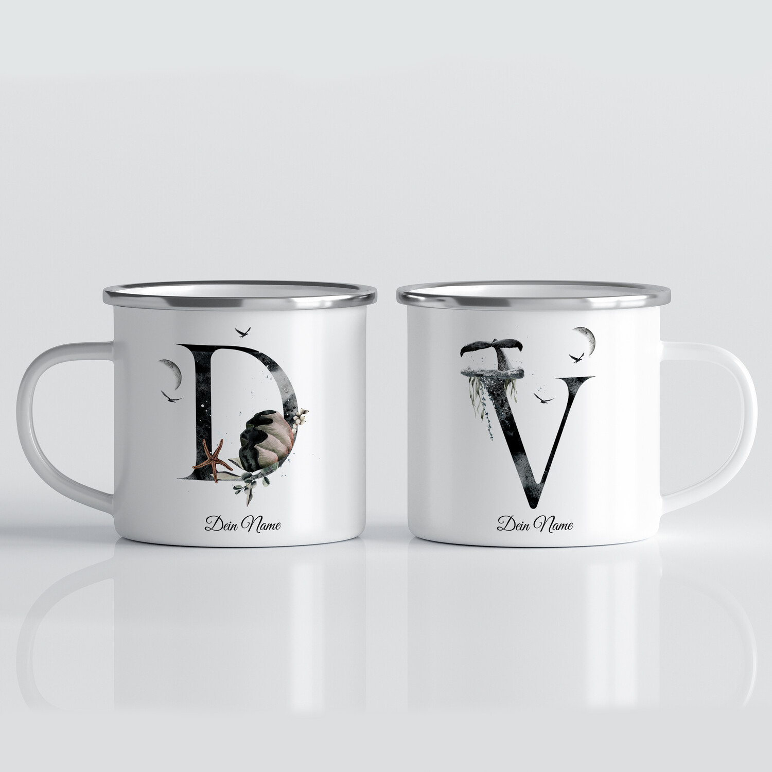 individuelle Monogrammtasse mit Unterwasserwelt