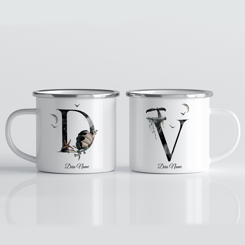 individuelle Monogrammtasse mit Unterwasserwelt