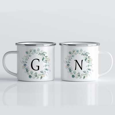 Tasse mit persönlichem Eukalyptus Monogramm