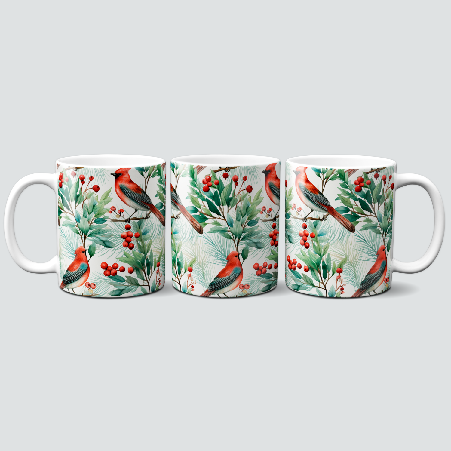 Weihnachtstasse mit Vögelchen auf Tanne
