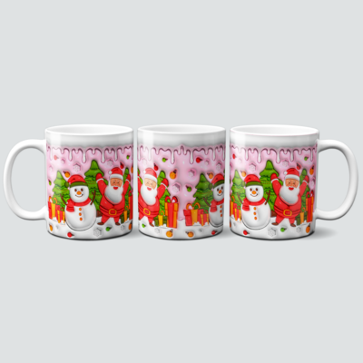 Tasse mit Schneemann &amp; Weihnachtsmann im 3D Design