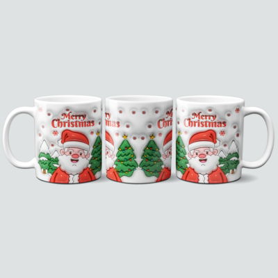 Tasse mit Merry Christmas &amp; Weihnachtsmann im 3D Design