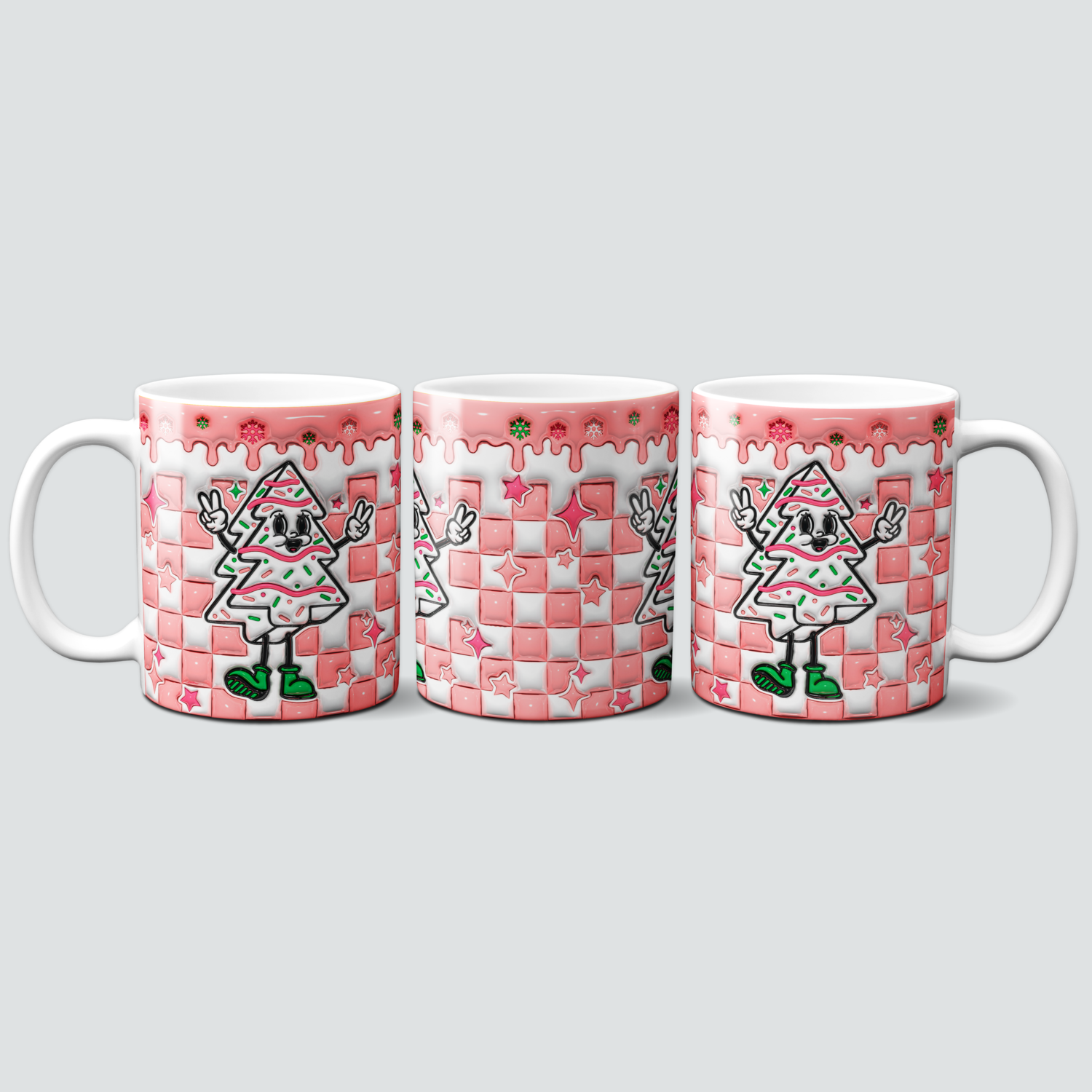 Tasse mit buntem Weihnachtsbaum im 3D Design