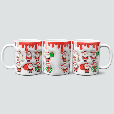 Tasse mit Weihnachtsmänner im 3D Design