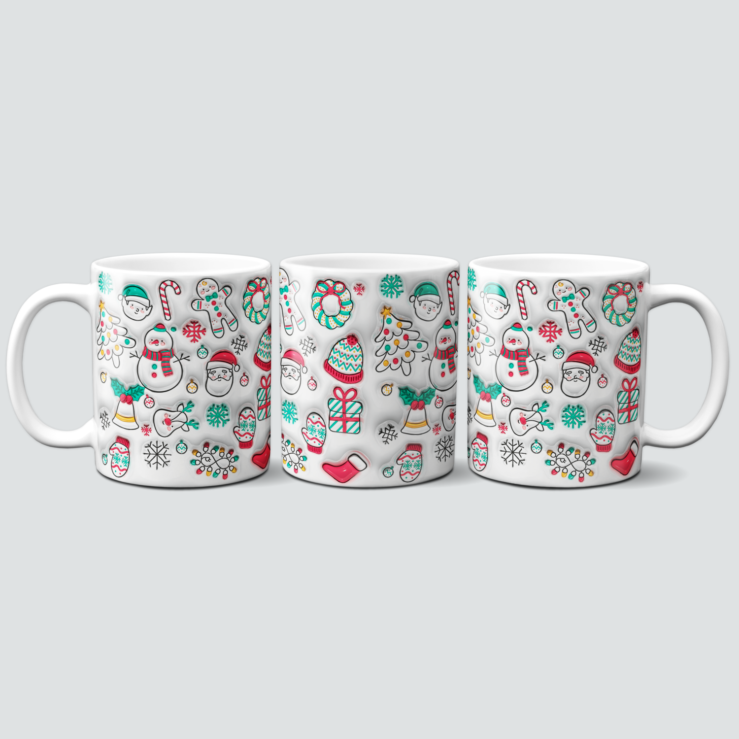 Tasse mit Weihnachtsmotiven im 3D Design