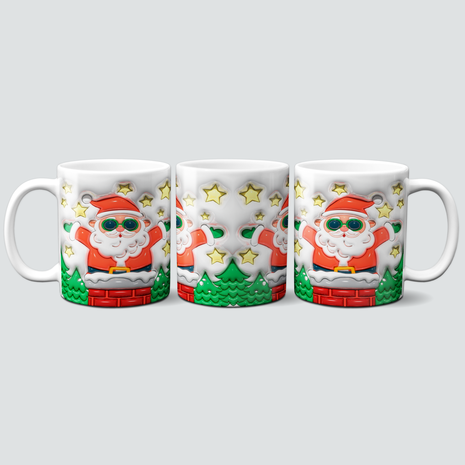 Tasse mit coolem Weihnachtsmann im 3D Design