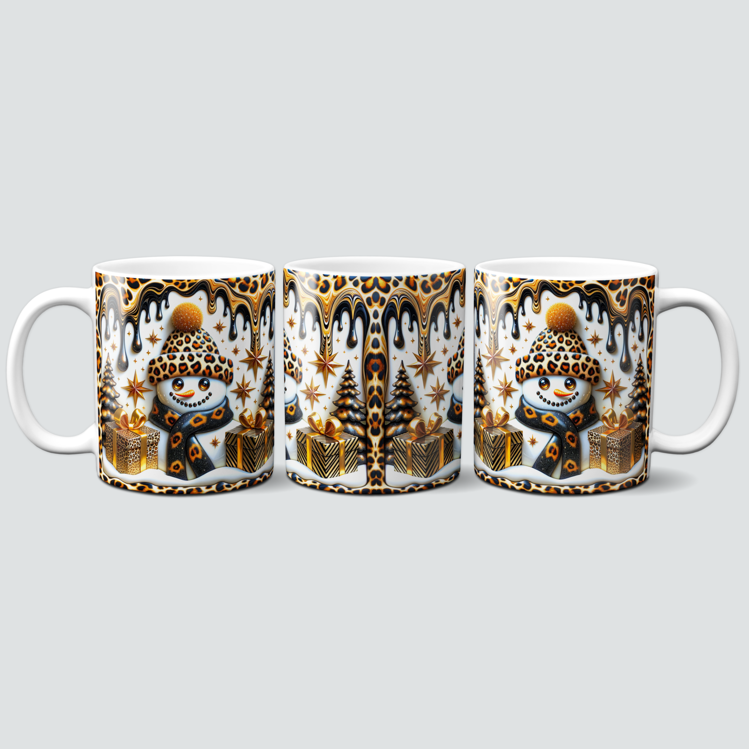 Tasse mit trendigem Schneemann im Leo-Look