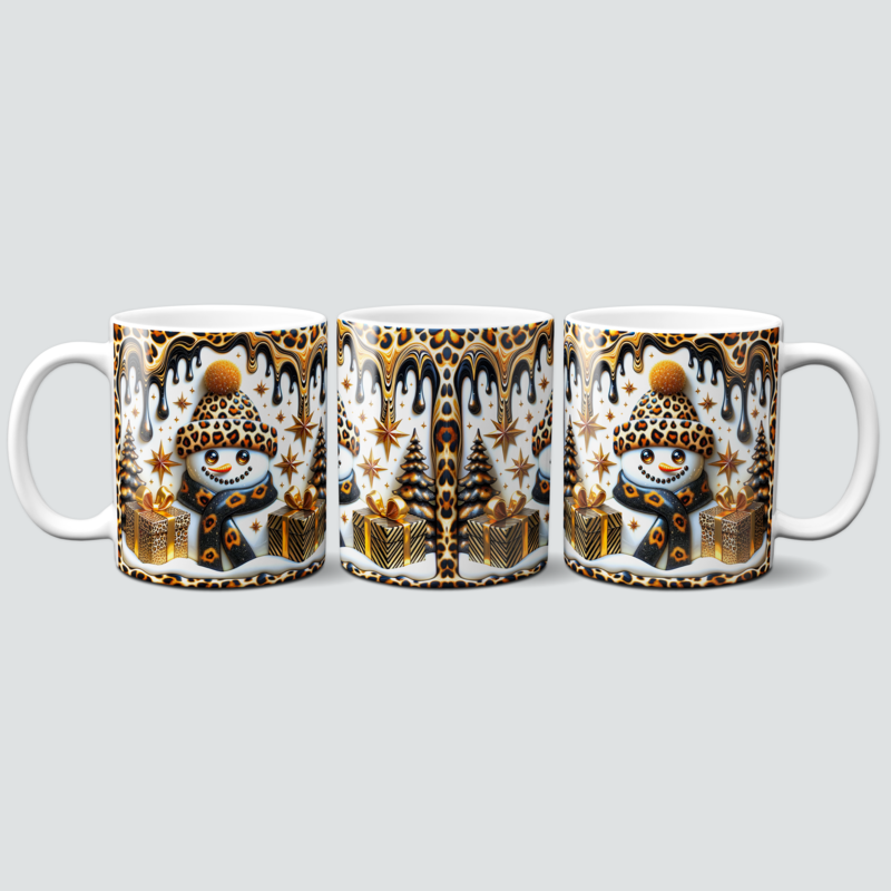 Tasse mit trendigem Schneemann im Leo-Look