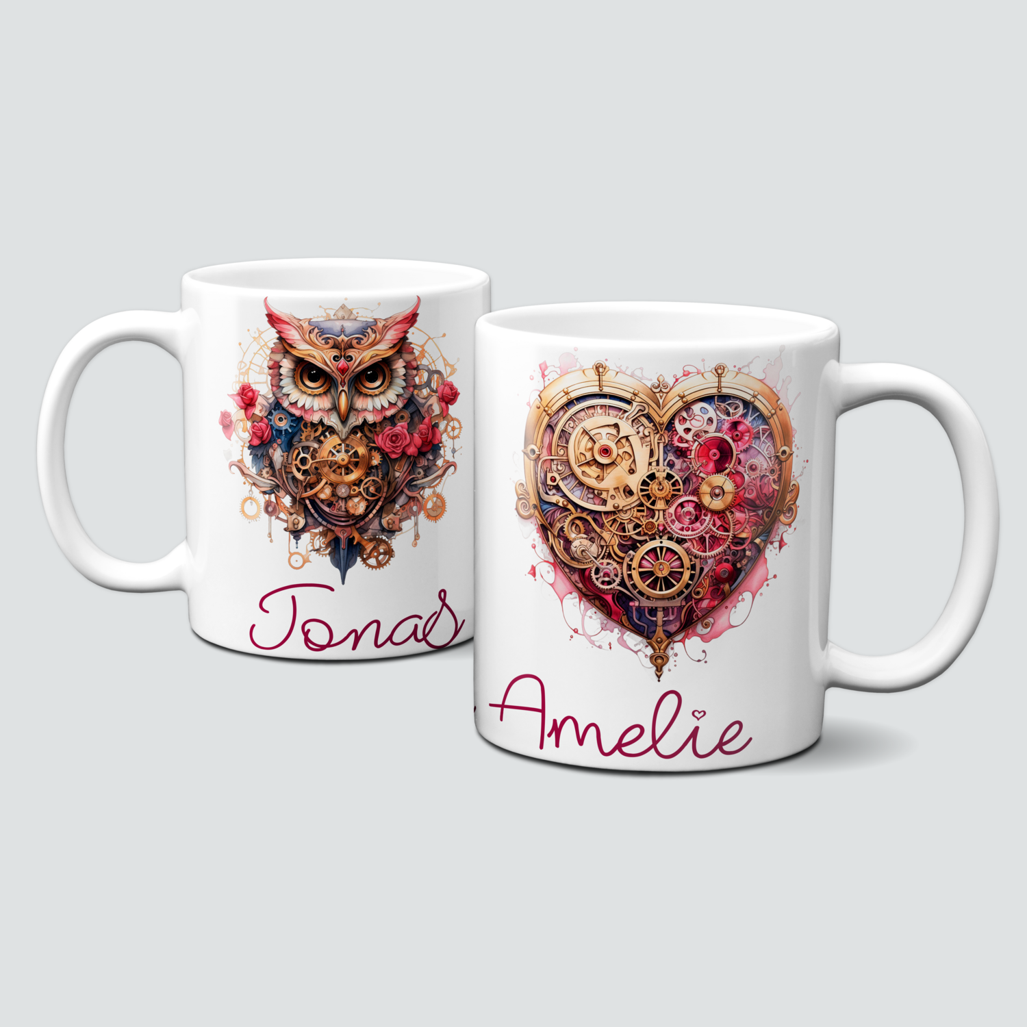 personalisierte Pärchen Tasse im Steampunk Look