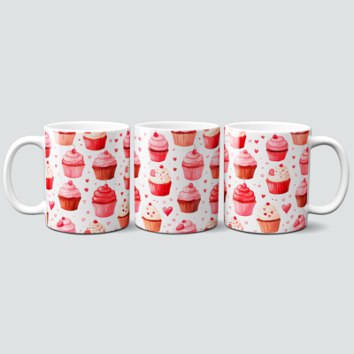Tasse mit zuckersüßen Cupcakes
