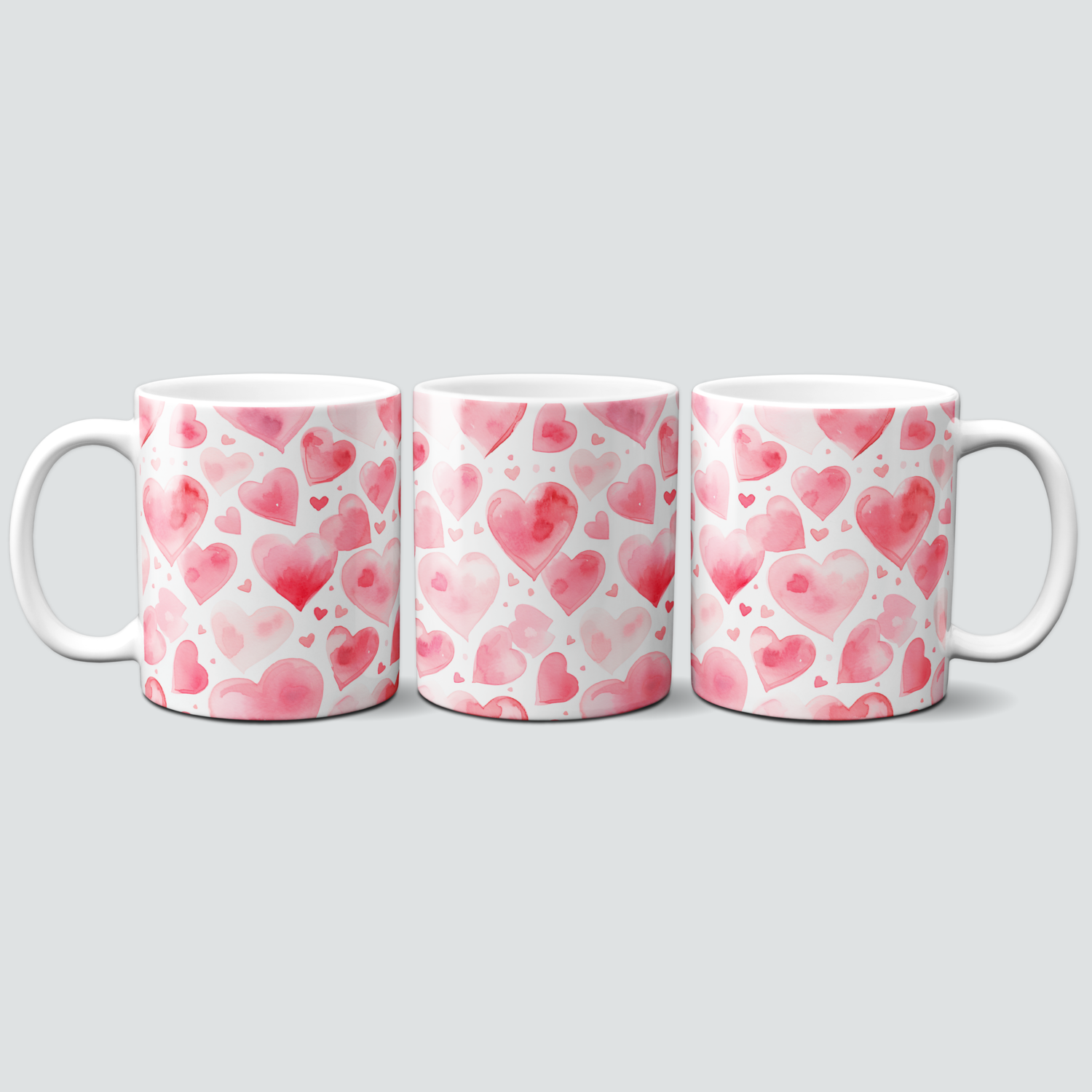 Tasse mit pinken romantischen Herzen