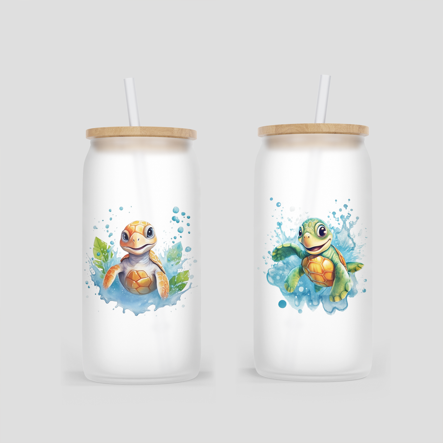 Glas Becher mit putziger Schildkröte / Turtle