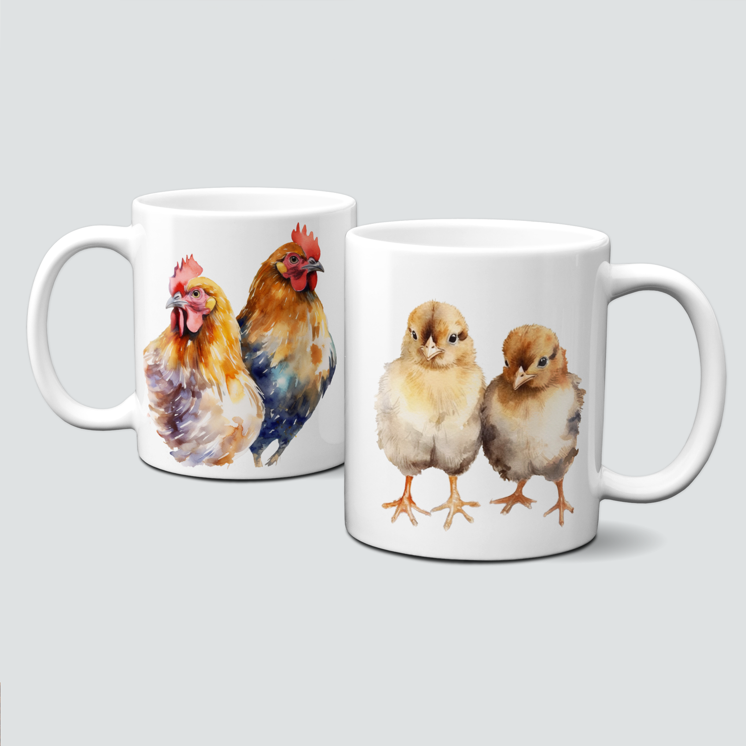 Tasse mit Hahn, Huhn und Küken - eine schöne Familie