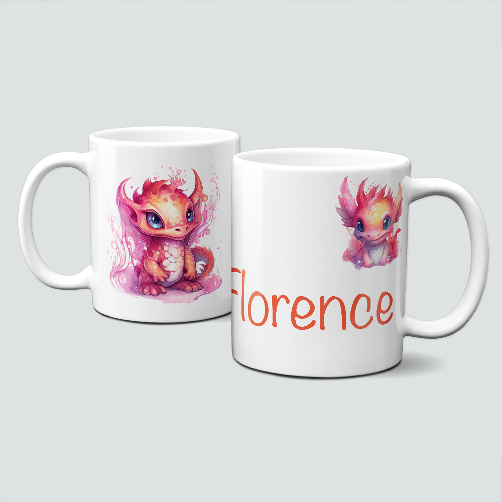 personalisierte Tasse mit putzigem Baby Drachen