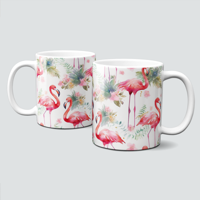 Tasse mit tollen Flamingo und Blumen Motiven