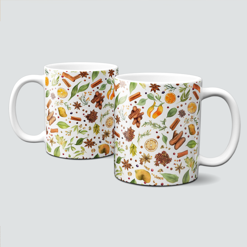Tasse mit tollen Herbstmotiven - Autumn, Gewürze, Nelken, Nüsse