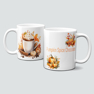 Tasse mit Pumpkin Spice Chocolate , Zimt, Anis Sterne, Kürbisse, nicht nur für Kinder