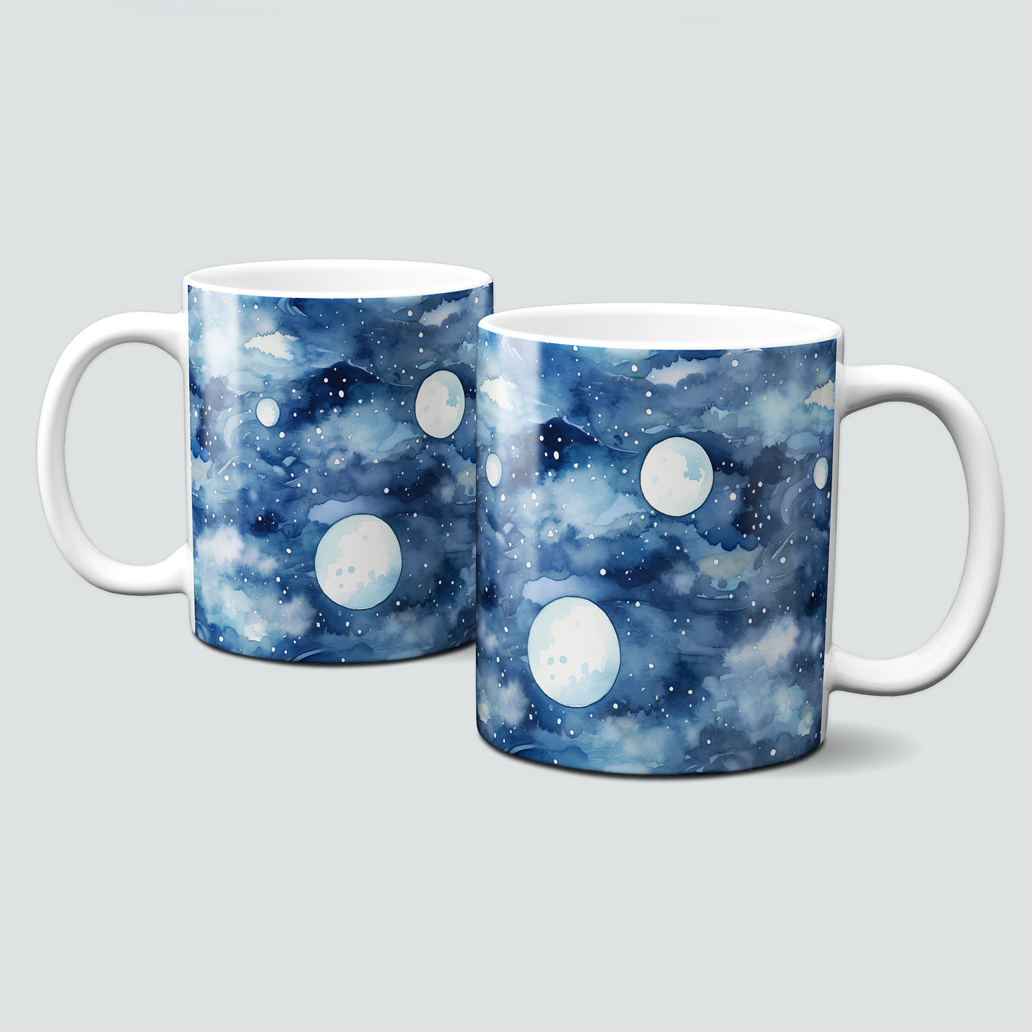 Tasse für den Herbst - in Blau - Weiss, Mond, Mitternacht