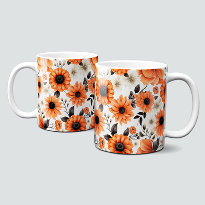 Tasse mit Herbstblumen - Orange im Oktober, Blumen