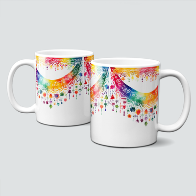 Tasse mit buntem Herbstfarbenmix