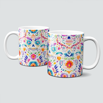 Tasse mit buntem Herbstfarbenmix - Totenkopf