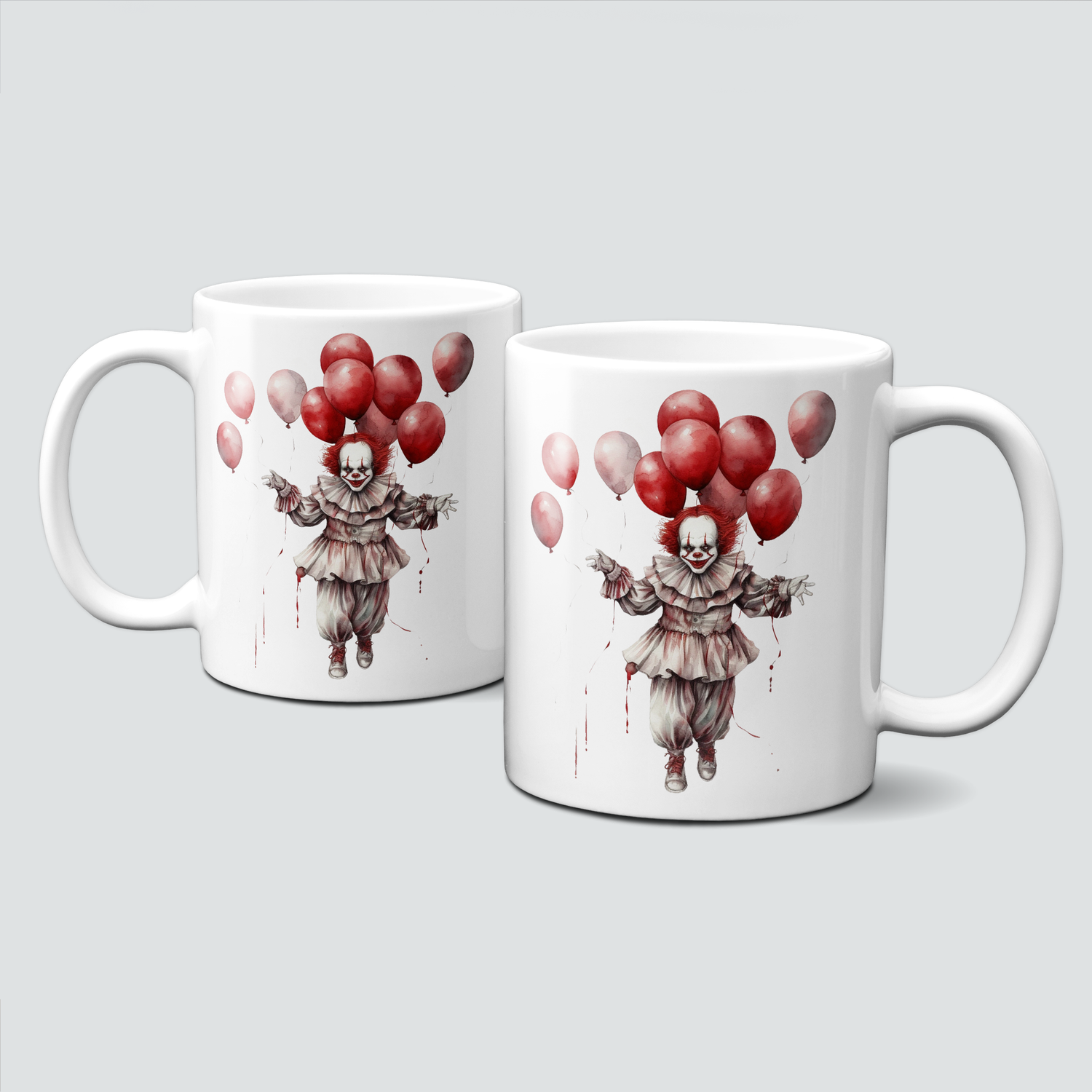 Tasse für Halloween - Circus, gruseliger Clown mit roten Luftballons