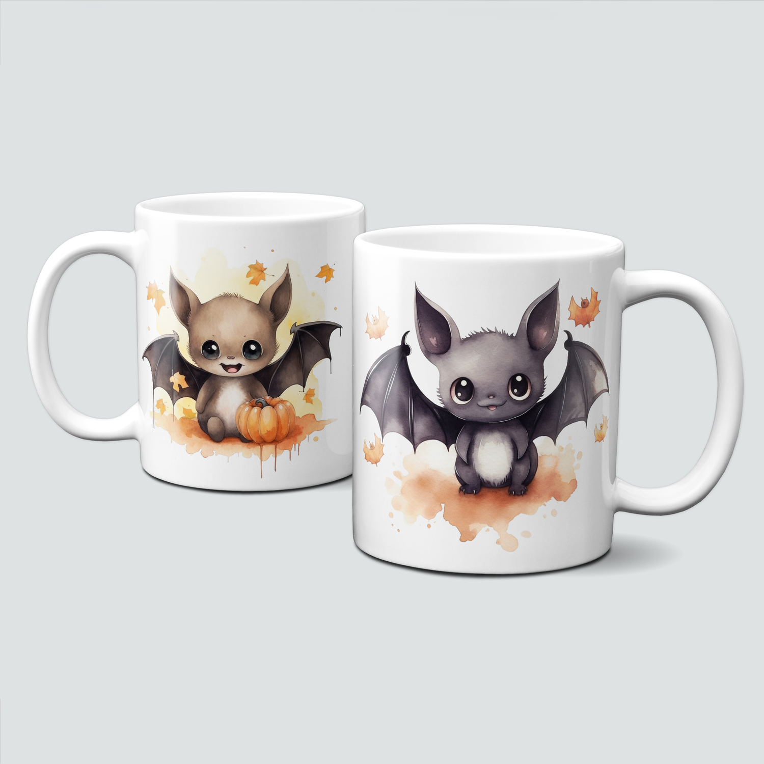 Tasse für Halloween - süße Fledermäuse, große Augen, Kürbis