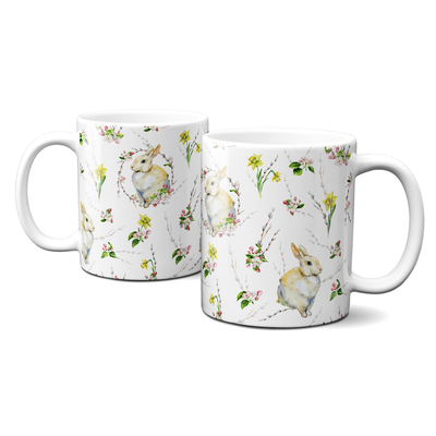 Frühlingstasse - Frohe Ostern - Osterglocken - Blüten - Eier - Hasen